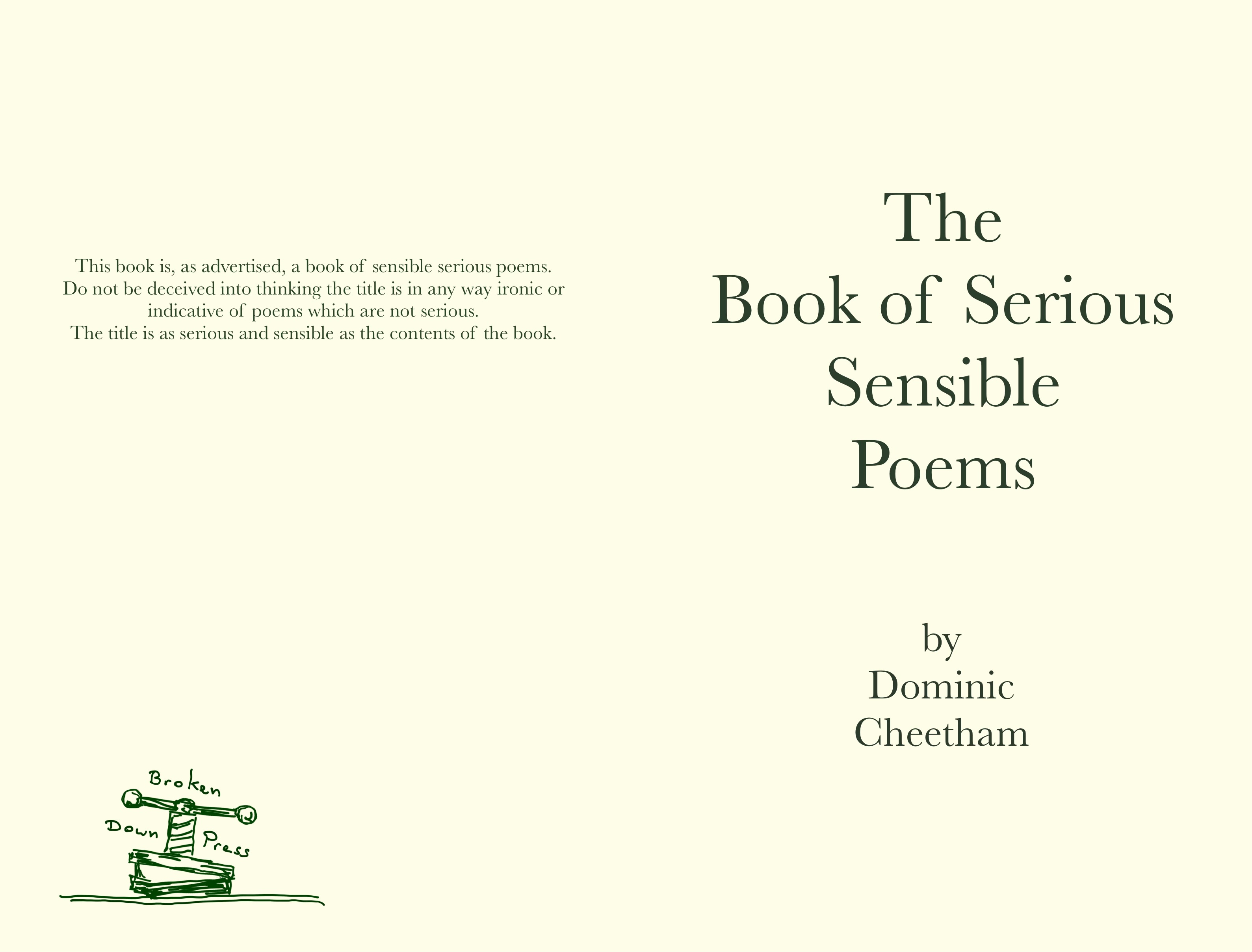 Sensible Books The Book of Serious Sensible Poems – Broken Down Press